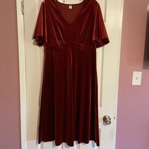 Old Navy Velvet Red MIDI Dress